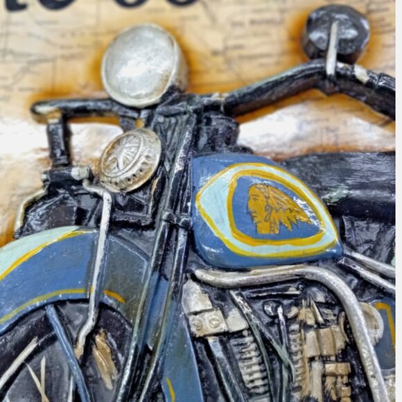 Route 66 3D Wooden Wall Plaque Indian Motorcycle “The Mother Road” 15x21 - Picture 8 of 13